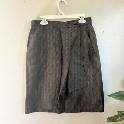 复古 90 年代 Giorgio Armani 42/8 棕色定制裹身裙 — 第 1/4 张图片