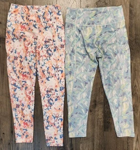 2 Freely Girls' Size L Floral Print Leggings With Pockets EUC - Picture 1 of 8