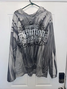 Affliction Hoodie Sweatshirt 2XL grau Grunge Streetwear Y2K Distress Reverse Hem - Bild 1 von 7