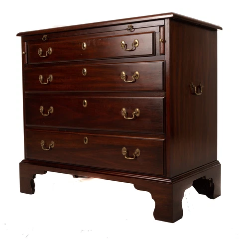 Henkel Harris Chippendale Style 4 Drawer Bachelor Chest - Solid African Mahogany Cover