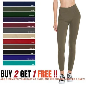 Women Fleece Lined Leggings Thick Winter Warm Solid One Size Brushed Thermal - Picture 1 of 30