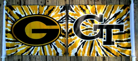 Pair 2 Diff. Georgia Tech Yellow Jackets 2-Sided Car Flags Off. Licensed Product Cover