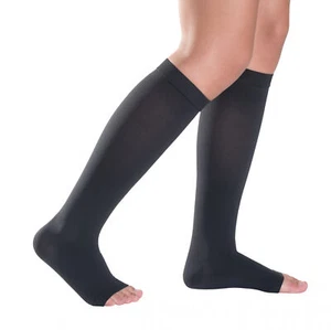 MEDIVEN PLUS 101/102 UNISEX COMPRESSIVE CALF CL1 OPEN TOE BLACK - Picture 1 of 2