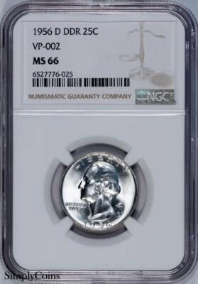 1956-D DDR VP-002 Washington Quarter NGC MS66 TOP POP US Silver Coin - Image 1 of 4