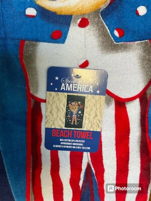 Toalla de playa Two Uncle Sam Cat Patriótica 34"X 64" Spirit America NUEVA Foto 1 de 3