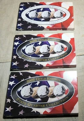 (1) 2002 PLATINUM EDITION QUARTERS & (2) 2002 GOLD STATE QUARTERS 5 COIN SETS  - Image 1 of 4