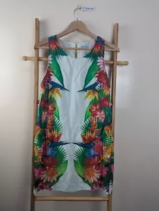 Kookai Silk Sleeveless Tropical Print Bird Of Paradise Shift Dress 38 - Picture 1 of 9