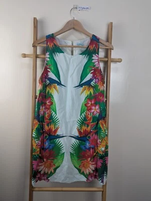 Kookai Silk Sleeveless Tropical Print Bird Of Paradise Shift Dress 38 - Image 1 of 4