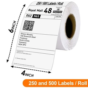 4x6 Direct Thermal Labels for Royal Mail Shipping Rolls Zebra Toshiba 100x150mm - Picture 1 of 21