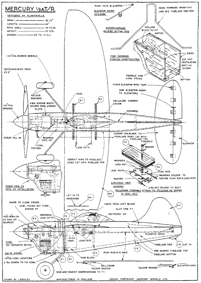 Mercury 1/2 A team racer plans - Image 1 of 1