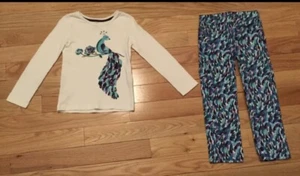 Gymboree Winter Peacock Capsule Line Outfit L Sleeve Shirt, Nwot Adj Waist Pants - Picture 1 of 6