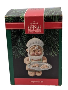 1990 Hallmark Christmas Ornament GINGERBREAD ELF Tray Of Cookies & Box-Free Ship - Picture 1 of 15