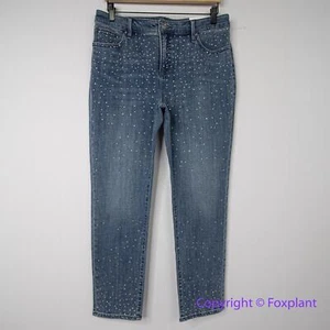New! Chico's so slimming girlfriend slim leg ankle jeans diamond, size 10R - Picture 1 of 13