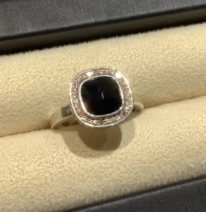 Thomas Sabo silver ring with synthetic blue stone surrounded by cubic zirconia - Picture 1 of 1