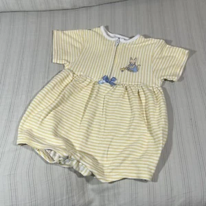 Vintage Carter's 6-9 Month Yellow Striped Bubble Romper Embroidered Cat O1 - Picture 1 of 7