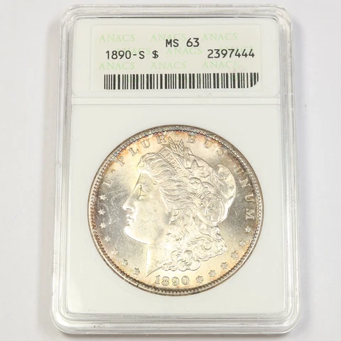 1890 S ANACS MS63 | Silver Morgan Dollar - $1 US Coin #42984A Cover