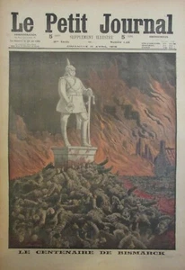 WW1 ENGRAVING LE PETIT DIARY 1915 LE CENTENARY DE BISMARCK / WOMAN SHOT - Picture 1 of 2