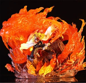 Cazador de demonios Rengoku Kyoujurou con 2 cabezas talladas figura LED GK modelo estatua STOCK - Imagen 1 de 13