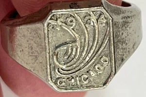 1934 Chicago World's Fair Silver Tone Adjustable Ring A Century of Progress - Picture 1 of 11