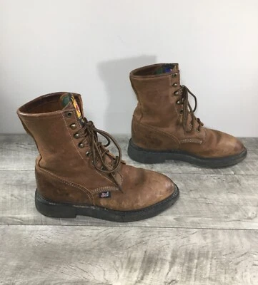 Botas para mujer Justin LO760 de cuero Granny Grunge Punk Roper con cordones de cuero 7 Foto 1 de 4