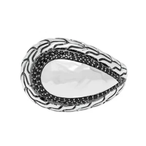 John Hardy Classic Chain Sterling Silver And Black Sapphire & Spinel Ring Sz 7 - Picture 1 of 3