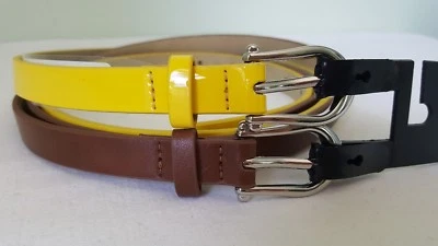 Conjunto de cinto social skinny marrom amarelo Style&Co tamanho M G GG - Imagem 1 de 4