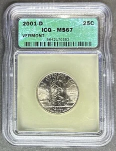 2001-D Vermont Quarter ICG MS-67, Buy 3 Items, Get $5 Off!! - Picture 1 of 2