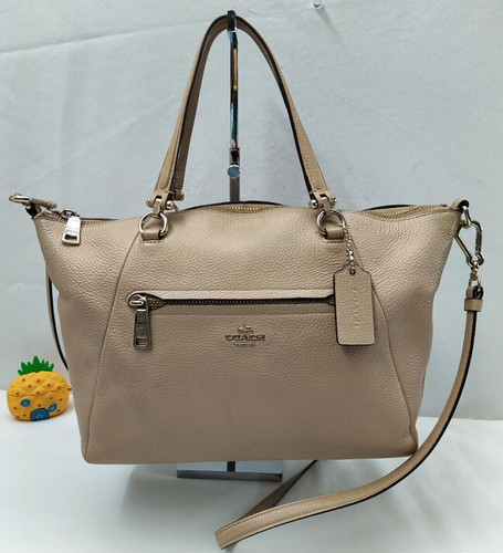Borsa a tracolla Coach Prairie beige in pelle cerniera manici da tasca manici superiori borsa
