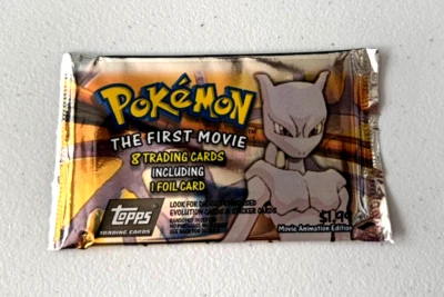 Topps Pokemon LA PRIMERA PELÍCULA Booster Pack 9 Cartas Lámina Negro Logo Sellado NUEVO Foto 1 de 4