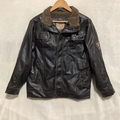 Hawke & Co Bomber куртка коричневый искусственной кожи шерпа с подкладкой карманы женщин Sz 14/16 - Изображение 1 из 4