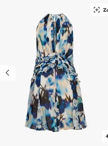 Reiss Belle Abstract Print Ruffle Mini Dress, Blue/Multi size 12 - Picture 1 of 12