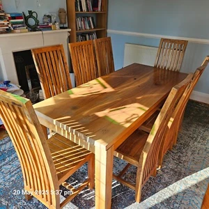 Sustainable, ethical reclaimed mango hardwood dining table and 8 chairs.  - Picture 1 of 12
