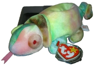 Juguete de peluche Ty Beanie Baby Rainbow the Tye-Dyed Chameleon (8,5 pulgadas) MWMTs - Imagen 1 de 10