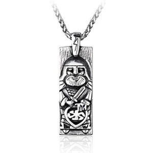 Men's Stainless Steel Nordic Viking Odin Rune Pendant Necklace 24" Box Chain Men - Picture 1 of 5