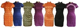 New Womens Stretch CHEONGSAM Dress Traditional Chinese Dress Cotton Lycra Blend - Picture 1 of 18