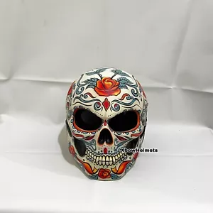 NEW ARRIVAL SUGAR SKULL MOTORCYCLE HELMET FLOWER STYLE (DOT & ECE CERTIFIED) - Picture 1 of 5