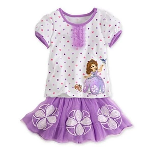 DISNEY STORE SOFIA FIRST TUTU & TEE SET NWT PUFF SLEEVES TULLE DETAIL GLITTER - Picture 1 of 4