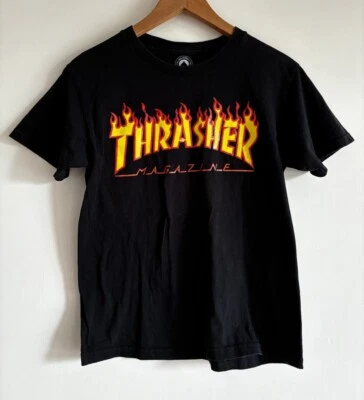 THRASHER Mens T-shirt Size Small Vintage Logo Black Short Sleeve Cotto  - image 1 of 4
