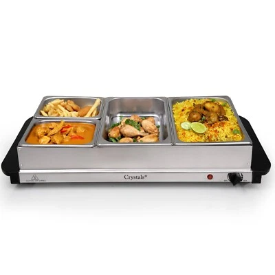 SERVIDOR BUFFET ELÉCTRICO TEMPERATURA AJUSTABLE CALENTADOR DE ALIMENTOS 4 COMPARTIMENTOS BANDEJAS Foto 1 de 4
