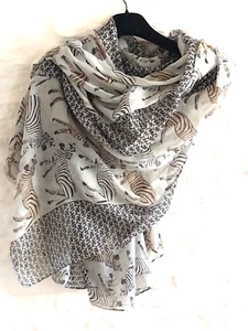 Two Zebra Scarves Grey Floaty Spring Summer - Picture 1 of 6