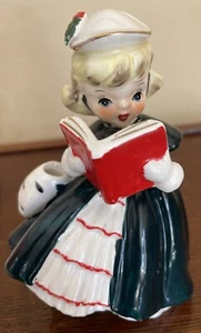 Vintage Napco Girl Caroler With Book & Muff Christmas AX1690FB 1956 Figurine - Picture 1 of 6