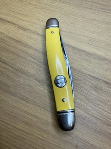 Vintage Imperial Prov. R.I. USA Yellow 2-Blade Folding Pocket Knife - Picture 1 of 10