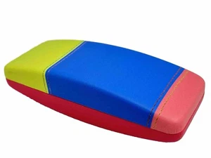 NEW Yellow Blue Salmon Pink Colorblock Hard Eyeglass Clamshell Case Spring Hinge - Picture 1 of 5