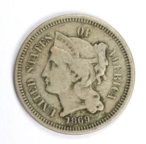1869 Three Cent Nickel 3C - Picture 1 of 2