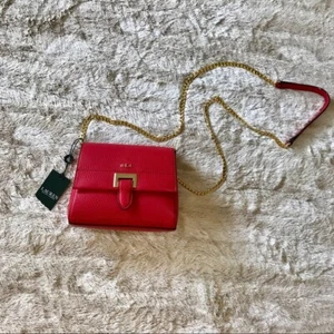  Lauren Ralph Lauren Carlisle Abree Mini Chain Crossbody Metallic RED NWT $98.00 - Picture 1 of 4
