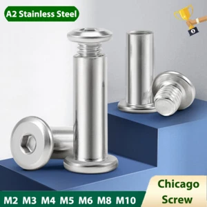 A2 Acero Inoxidable Hexagonal Enchufe Chicago Tornillo Atar Tornillo Remaches Cinturón Cuero Artesanía - Imagen 1 de 146