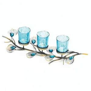 TRÍO SOPORTE DE VELAS INSPIRADO EN PAVO REAL DECORACIÓN - Imagen 1 de 3