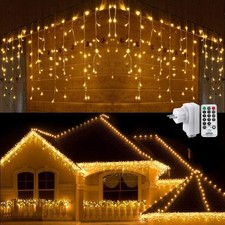 Geemoo Luci Natale Esterno Cascata, 9M 360 LED Tenda Luminosa Bianco Caldo,...