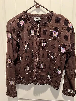 Cárdigan Berek Marrón Adornado Cremallera Frontal -S Foto 1 de 4