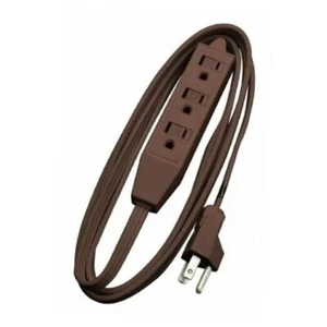 0600 Indoor Extension Cord with Three 2-Prong Power Outlets (6 Ft; Brown) 16/3 - Picture 1 of 3